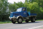 Büssing LS55AKI BJ 1964. Ursprünglicher Allradkipper, 1970 zum Pritschenwagen mit versenkbarem Hilfskran umgebaut, 110 PS S5 Motor